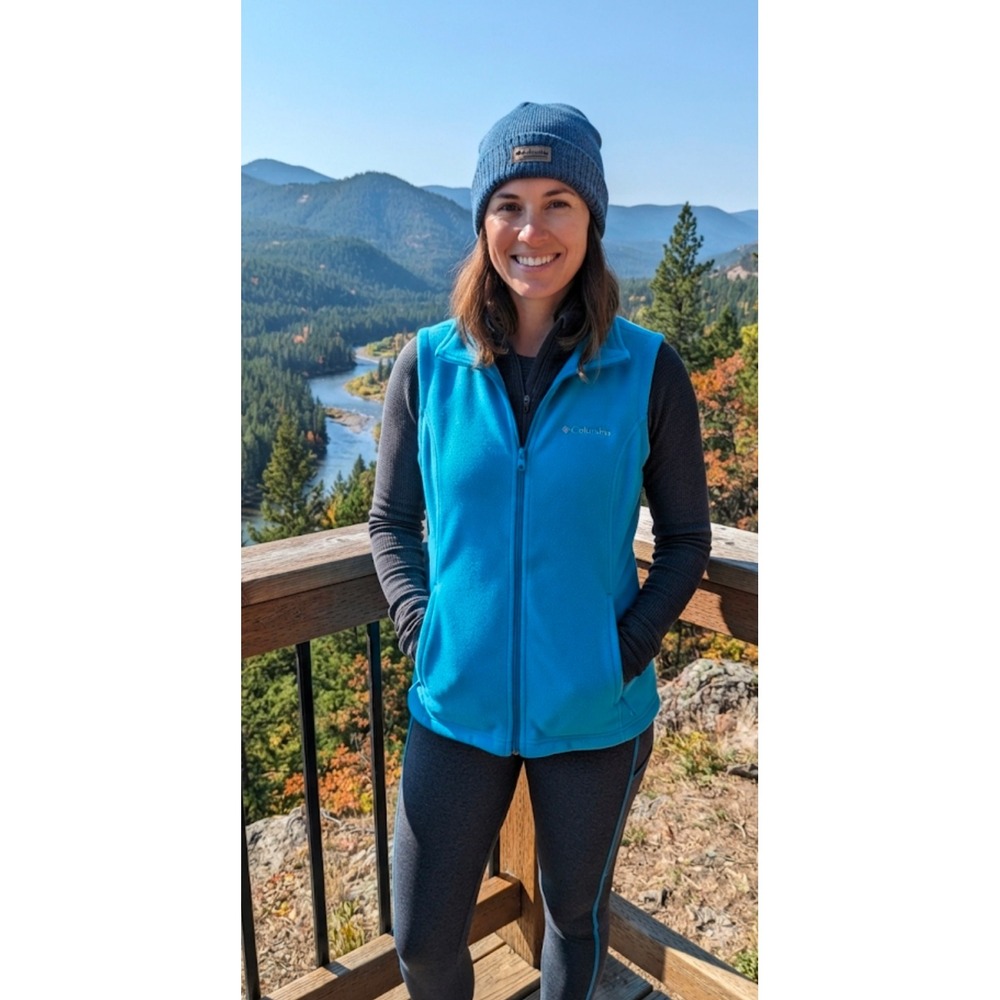 Columbia Benton Springs Full Zip Fleece Vest Bright Blue Womens Large